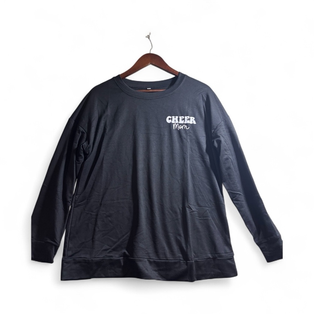 Cheer Mom Women's Graphic Black Long Sleeve Tee Size Large